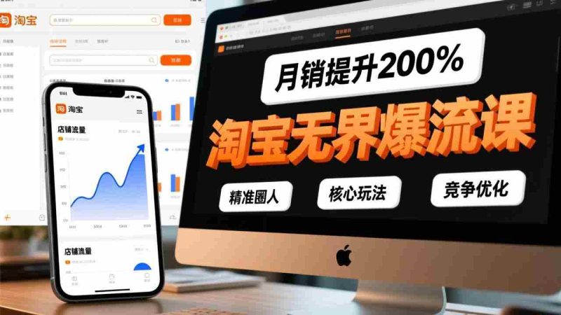（17132期）淘宝无界爆流课，精准圈人、核心玩法、竞争优化，快速引爆店铺流量，月销提升200%-极速网创