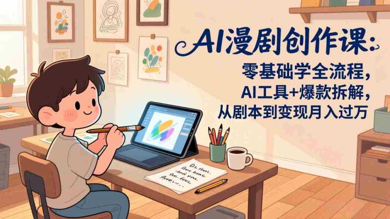 （17519期）AI漫剧创作课：零基础学全流程，AI工具+爆款拆解，从剧本到变现月入过万-极速网创