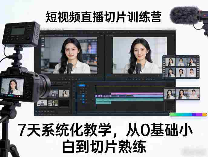 短视频直播切片训练营,7天系统化教学,从0基础小白到切片熟练-极速网创