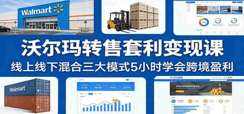 沃尔玛转售套利变现课：线上线下混合三大模式5小时学会跨境盈利-极速网创