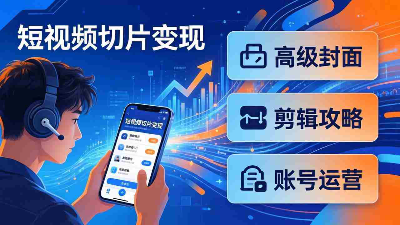 （17758期）短视频切片变现速成班2.0：高级封面+剪辑攻略+账号运营，0基础小白快速入局副业-极速网创