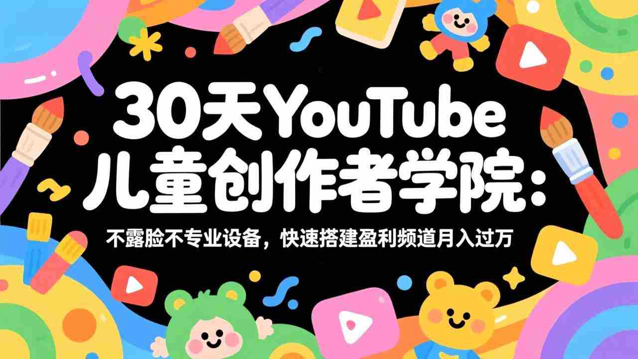 （17554期）30天YouTube儿童创作者学院：不露脸不专业设备，快速搭建盈利频道月入过万-极速网创