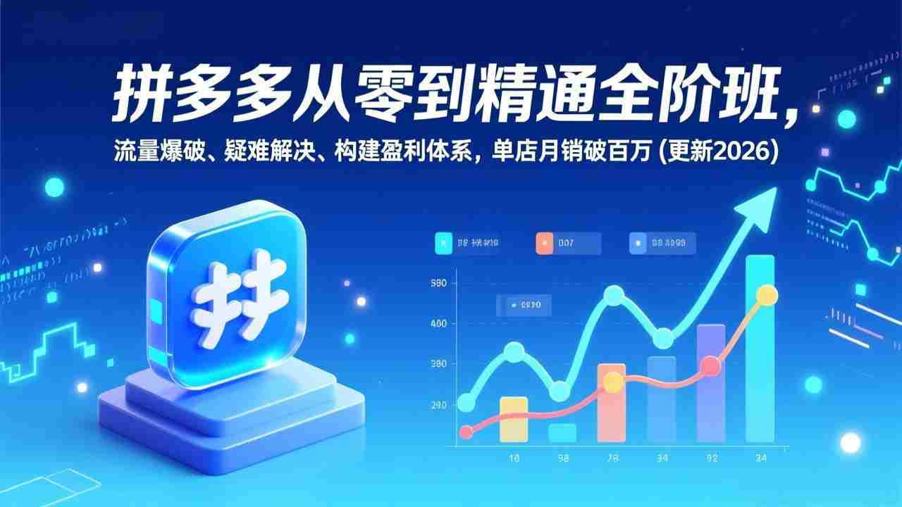（17148期）拼多多从零到精通全阶班，流量爆破、疑难解决，构建盈利体系，单店月销破百万(更新2026)-极速网创