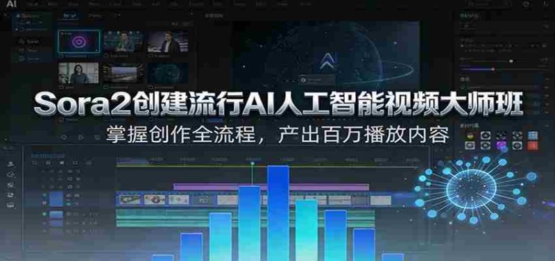Sora2创建流行AI人工智能视频大师班，掌握创作全流程，产出百万播放内容-极速网创