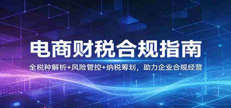 电商财税合规指南：全税种解析+风险管控+纳税筹划，助力企业合规经营-极速网创