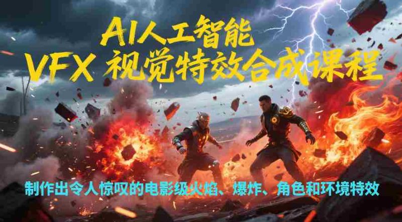 AI人工智能VFX视觉特效合成课程，制作出令人惊叹的电影级火焰、爆炸、角色和环境特效-极速网创