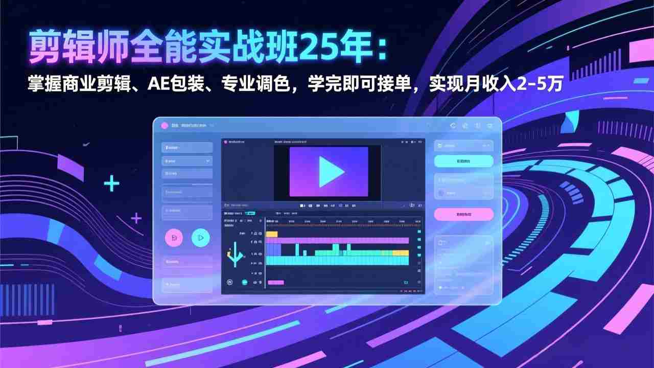 （17294期）剪辑师全能实战班25年：掌握商业剪辑、AE包装、专业调色，学完即可接单，实现月收入2-5万-极速网创