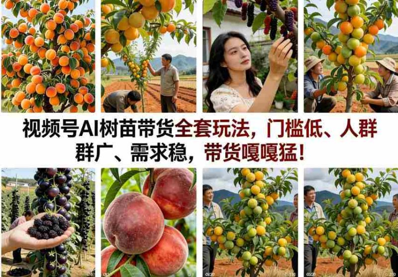 视频号AI树苗带货全套玩法，门槛低、人群广、需求稳，带货嘎嘎猛！-极速网创