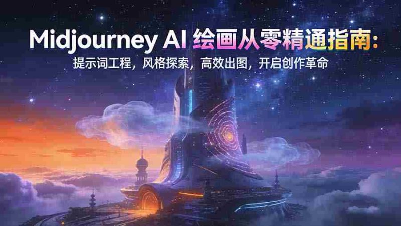 （17118期）Midjourney AI绘画从零精通指南：提示词工程，风格探索，高效出图，开启创作革命-极速网创