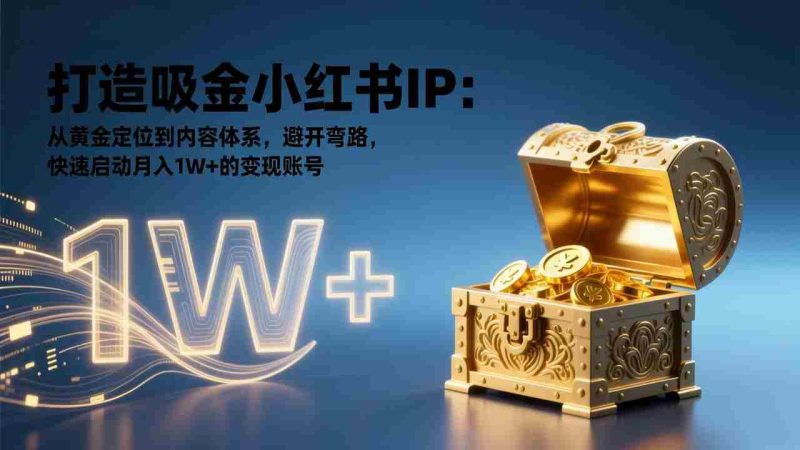 (17227期)打造吸金小红书IP:从黄金定位到内容体系,避开弯路,快速启动月入1W+的变现账号-极速网创
