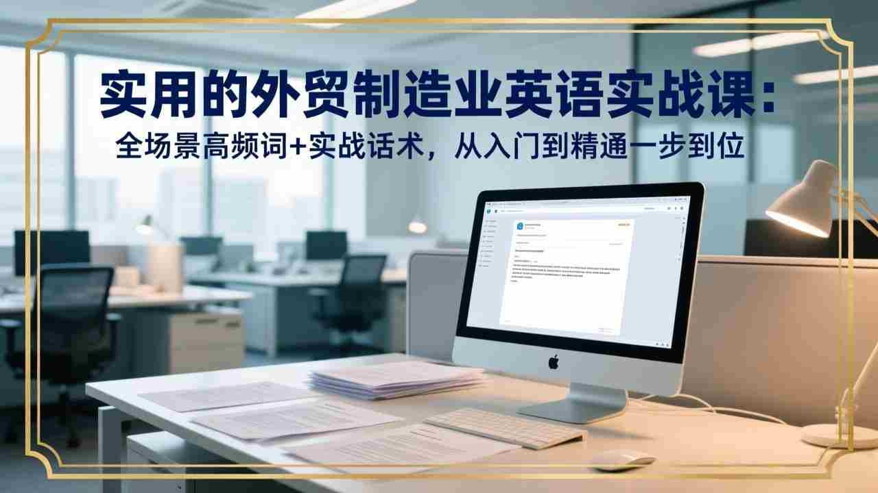 （17532期）实用的外贸制造业英语实战课：全场景高频词+实战话术，从入门到精通一步到位-极速网创