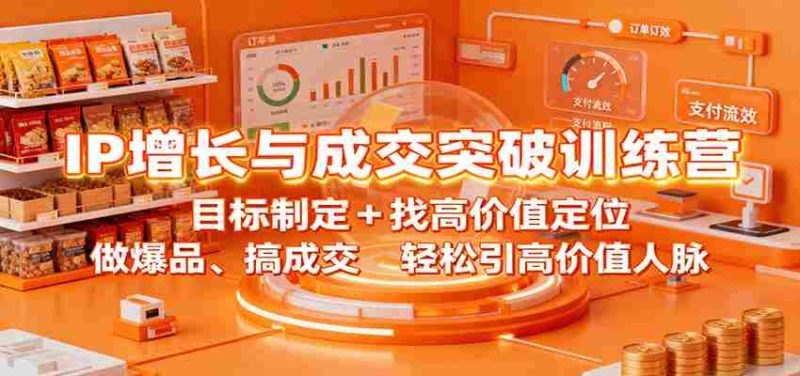 IP增长与成交突破训练营：目标制定+找高价值定位，做爆品、搞成交，轻松引高价值人脉-极速网创