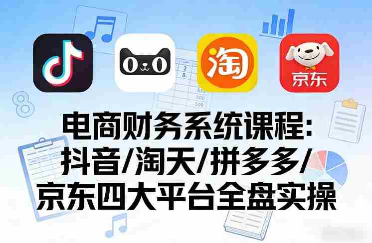 电商财务系统课程，覆盖抖音、淘天、拼多多、京东四大主流平台的全盘实操-极速网创