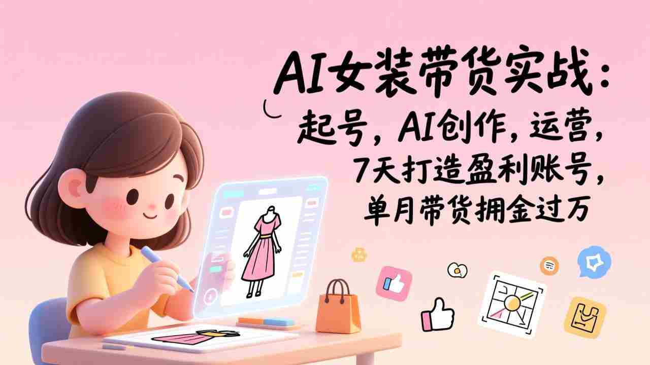 （17088期）AI女装带货实战：起号，AI创作，运营，7天打造盈利账号，单月带货佣金过万-极速网创