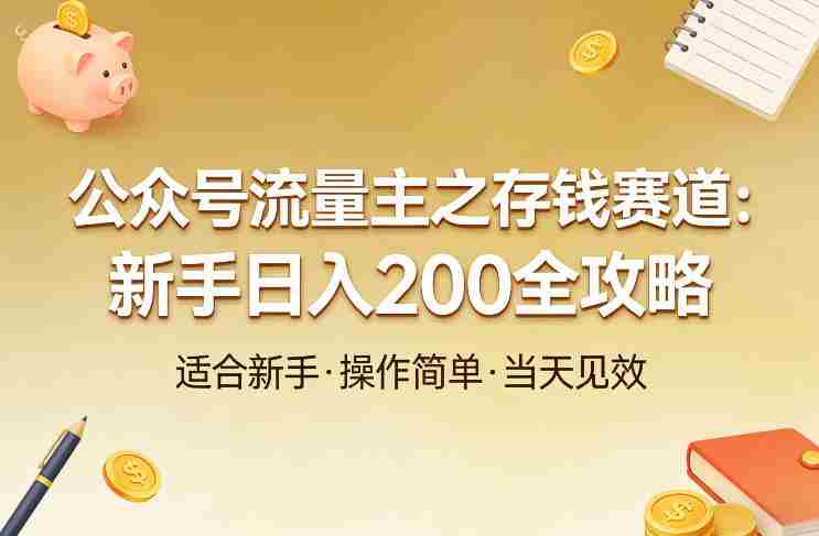 公众号流量主之存钱赛道，贴合当下需求，适合新手，一天收益2张-极速网创