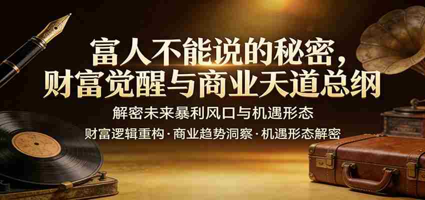 富人不能说的秘密，财富觉醒与商业天道总纲，解密未来暴利风口与机遇形态-极速网创