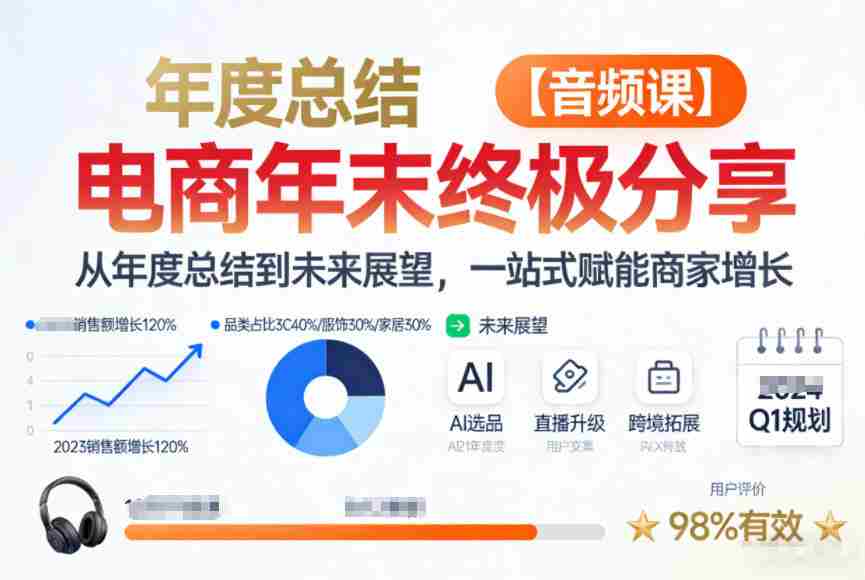 电商年未终极分享，从年度总结到未来展望，一站式赋能商家增长【音频课】-极速网创