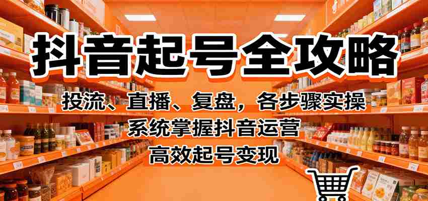抖音起号全攻略，投流、直播、复盘，各步骤实操，系统掌握抖音运营，高效起号变现-极速网创