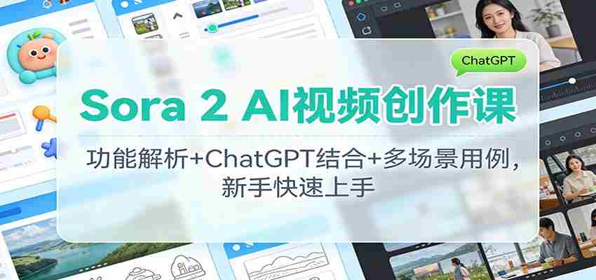 Sora 2 AI视频创作课：功能解析+ChatGPT结合+多场景用例，新手快速上手-极速网创
