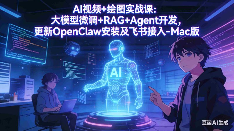 （17594期）AI视频+绘图实战课：大模型微调+RAG+Agent开发，更新OpenClaw安装及飞书接入-Mac版-极速网创