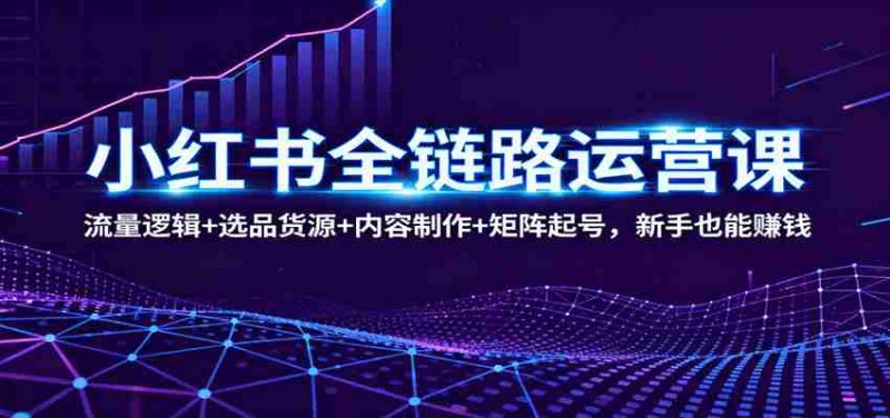 小红书全链路运营课：流量逻辑+选品货源+内容制作+矩阵起号，新手也能赚钱-极速网创