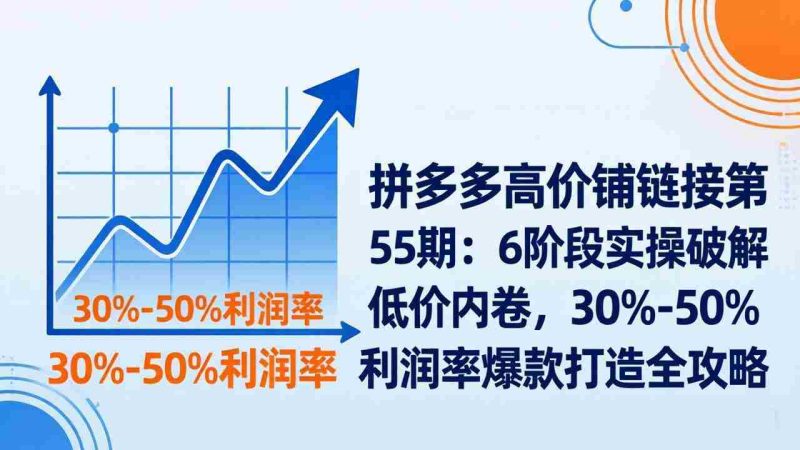 （17698期）拼多多高价铺链接第55期：6阶段实操破解低价内卷，30%-50%利润率爆款打造全攻略-极速网创
