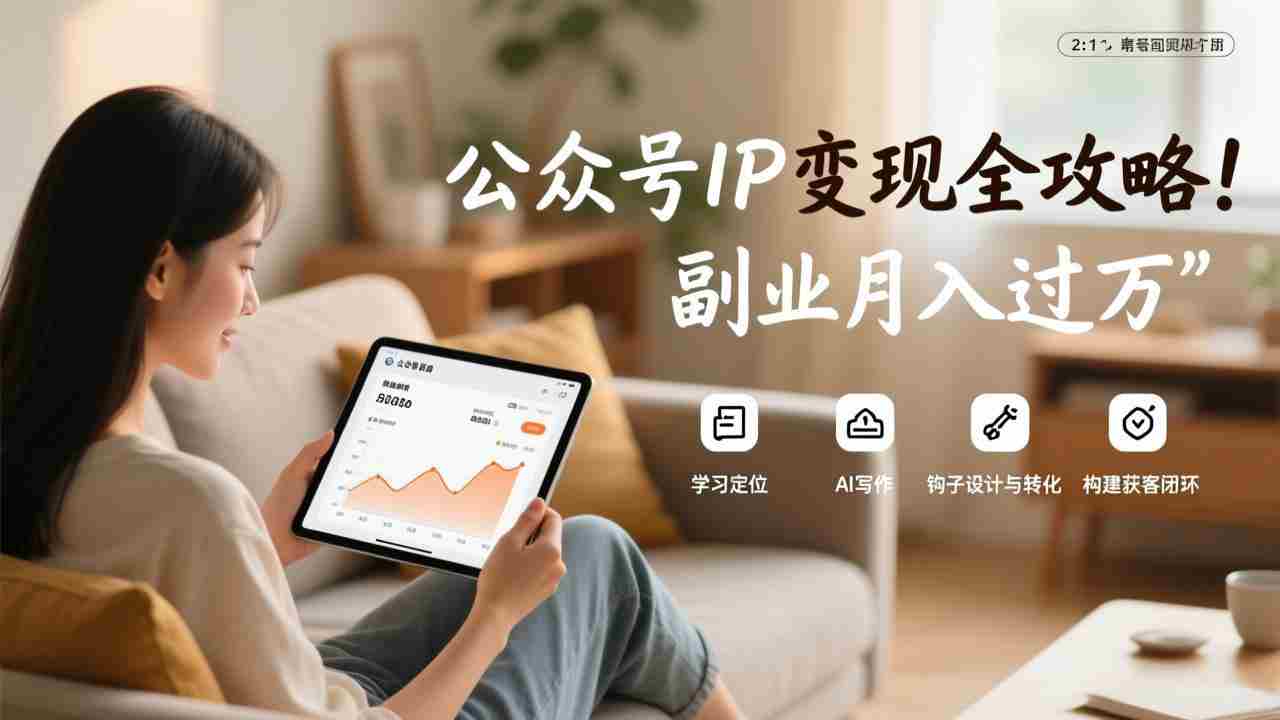 （17275期）公众号IP变现全攻略，学习定位、AI写作、钩子设计与转化，构建获客闭环，副业月入过万-极速网创