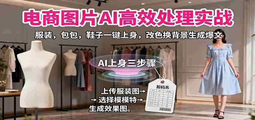 电商图片AI高效处理实战，服装，包包，鞋子一键上身，改色换背景生成爆文-极速网创