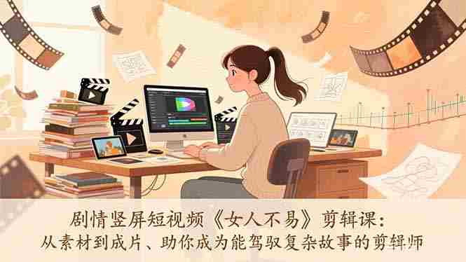 （17305期）剧情竖屏短视频《女人不易》剪辑课：从素材到成片、助你成为能驾驭复杂故事的剪辑师-极速网创