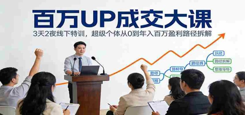 百万UP成交大课:3天2夜线下特训,超级个体从0到年入百万盈利路径拆解-极速网创