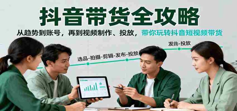 抖音带货全攻略：从趋势到账号，再到视频制作、投放，带你玩转抖音短视频带货-极速网创