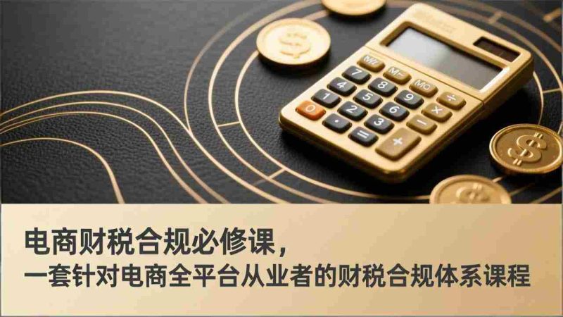 （17359期）电商财税合规必修课，是一套针对电商全平台从业者的财税合规体系课程-极速网创