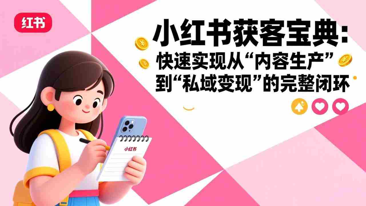 （17542期）小红书获客宝典：快速实现从“内容生产”到“私域变现”的完整闭环-极速网创