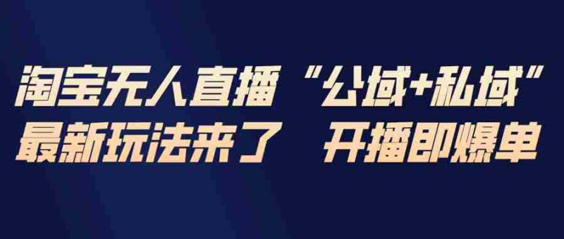 （17098期）淘宝无人直播最新玩法，包含私域和公域两种玩法-极速网创