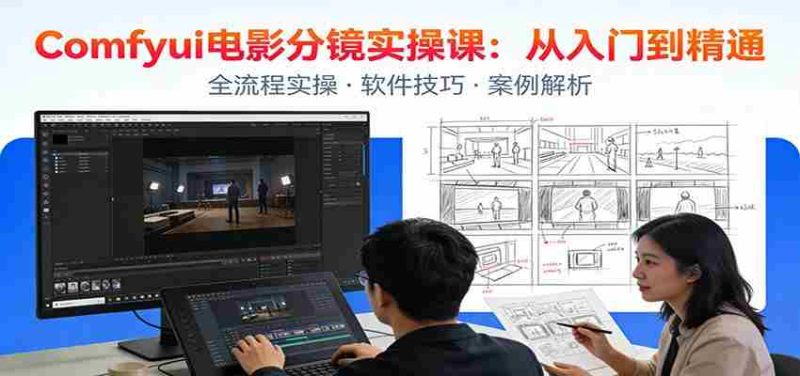 ComfyUI电影分镜实操课：分镜一致性，全流程AI视频制作，零基础也能做专业分镜-极速网创
