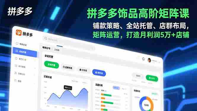 （16915期）拼多多饰品高阶矩阵课，铺款策略、全站托管、店群布局，矩阵运营，打造月利润5万+店铺-极速网创