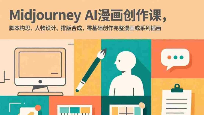 （17299期）Midjourney AI漫画创作课，脚本构思、人物设计、排版合成，零基础创作完整漫画或系列插画-极速网创