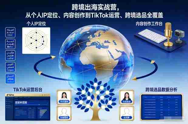 跨境出海实战营,从个人IP定位、内容创作到TikTok运营、跨境选品全覆盖-极速网创