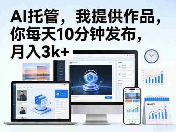 公众号AI托管，我提供作品，你每天10分钟发布，月入3k+【揭秘】-极速网创