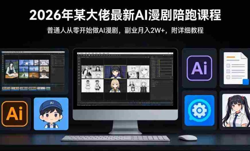 26年某大佬最新Ai漫剧陪跑课程，普通人从零开始做AI漫剧，副业月入2W+-极速网创
