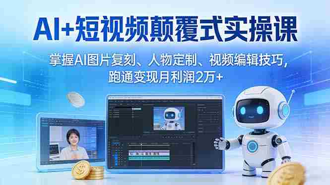 （17454期）AI+短视频颠覆式实操课：掌握AI图片复刻、人物定制、视频编辑技巧，跑通变现月利润2万+-极速网创