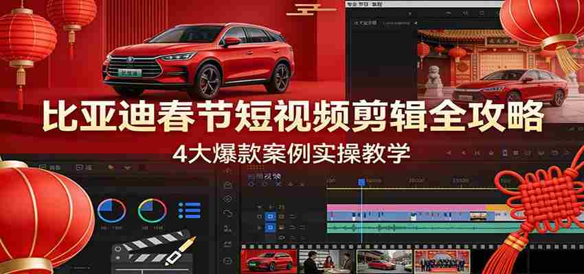 比亚迪春节短视频剪辑全攻略，4大爆款案例实操教学-极速网创