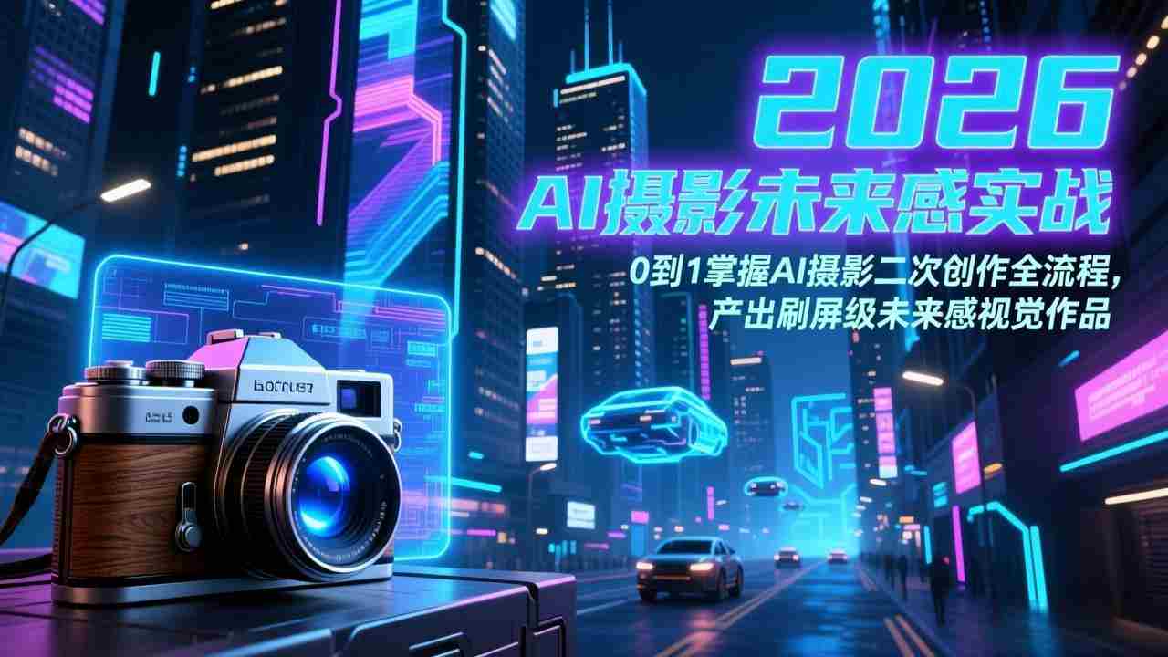 （17584期）2026 AI摄影未来感实战：0到1掌握AI摄影二次创作全流程，产出刷屏级未来感视觉作品-极速网创