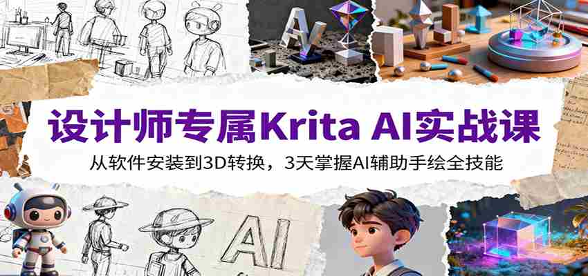 设计师专属Krita AI实战课：从软件安装到3D转换，3天掌握AI辅助手绘全技能-极速网创