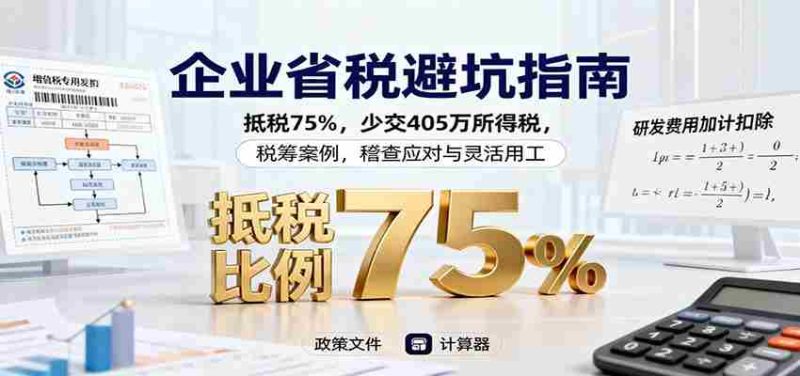 企业省税避坑指南：抵税75%，少交405万所得税，税筹案例，稽查应对与灵活用工-极速网创