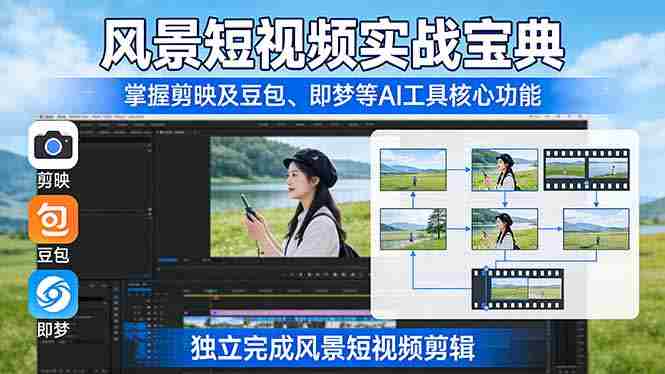 （17704期）风景短视频实战宝典：掌握剪映及豆包、即梦等AI工具的核心功能，独立完成风景短视频剪辑-极速网创