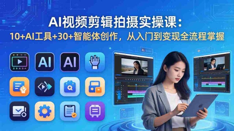 （17818期）AI 视频剪辑拍摄实操课：10+AI工具+30+智能体创作，从入门到变现全流程掌握-极速网创