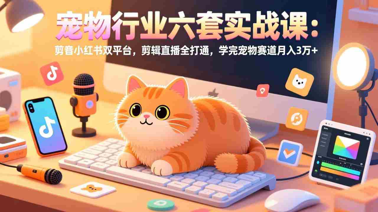 （17410期）宠物行业六套实战课：抖音小红书双平台，剪辑直播全打通，学完宠物赛道月入3万+-极速网创