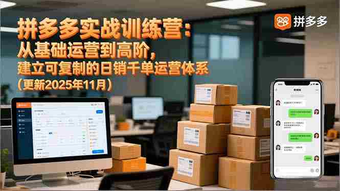 （16700期）拼多多实战训练营：从基础运营到高阶，建立可复制的日销千单运营体系（更新11月）-极速网创