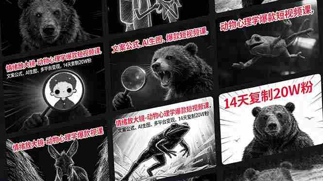 （17376期）情绪放大镜-动物心理学爆款短视频课，文案公式、AI生图、多平台变现，14天复制20W粉-极速网创